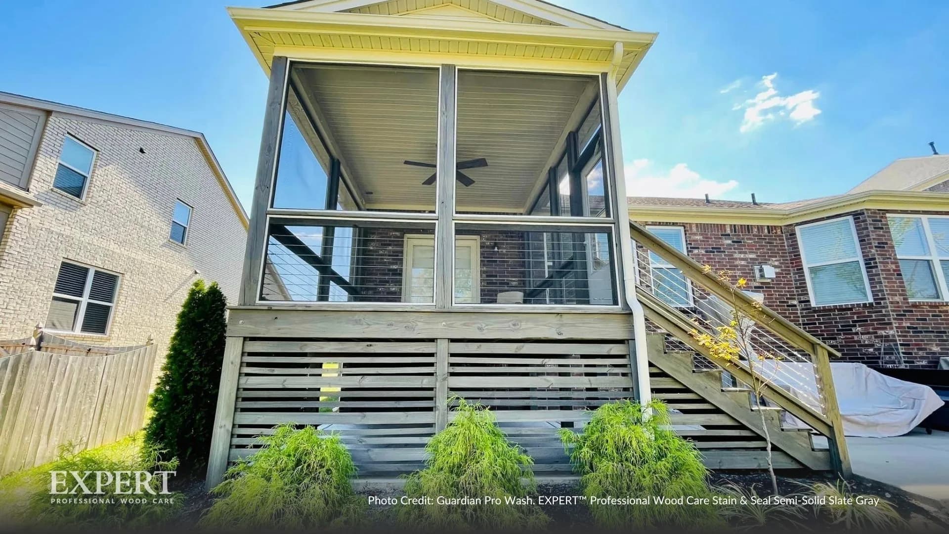 Screened porch and stairs finished with EXPERT Stain & Seal
