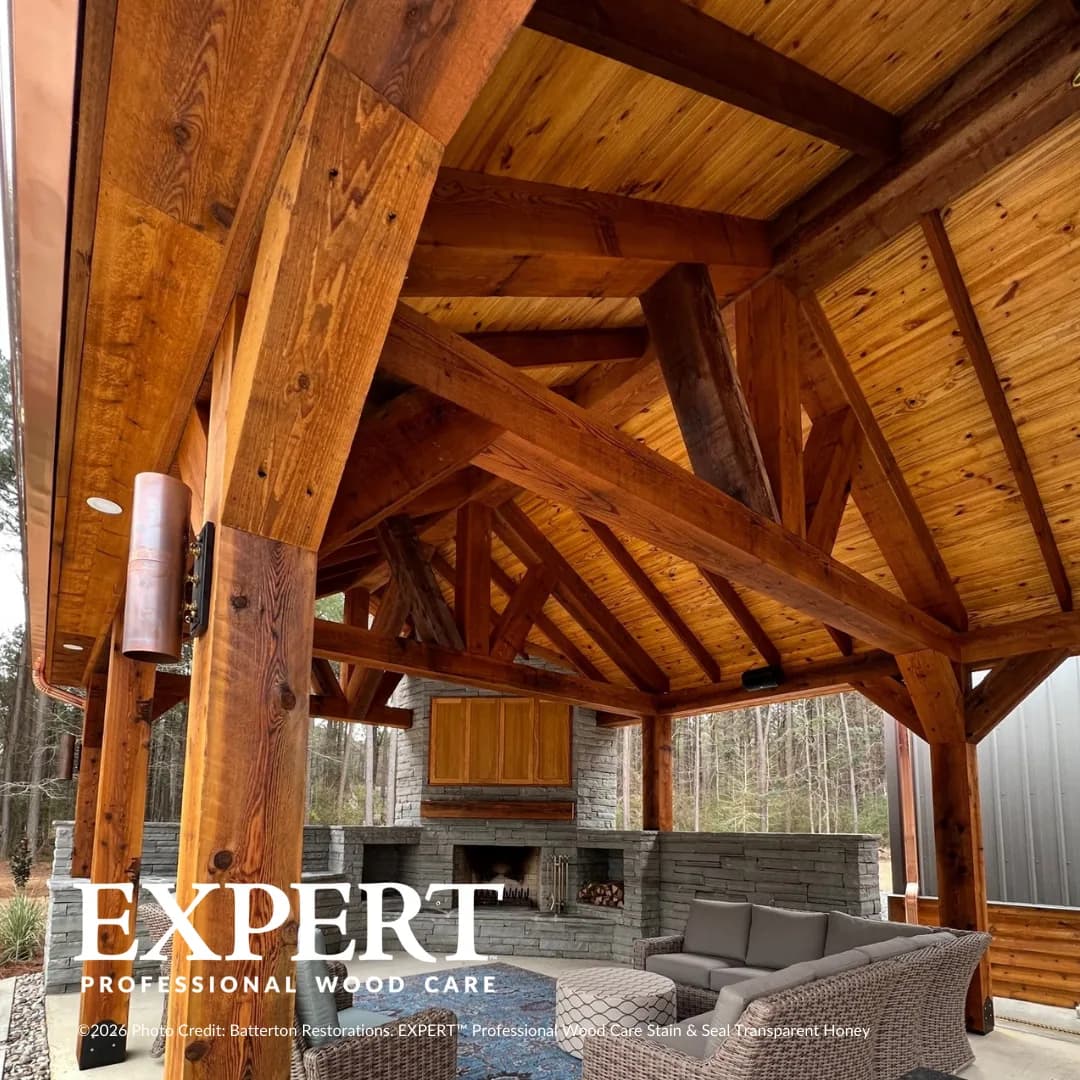 Timber-frame pavilion finished with EXPERT Stain & Seal Transparent Honey