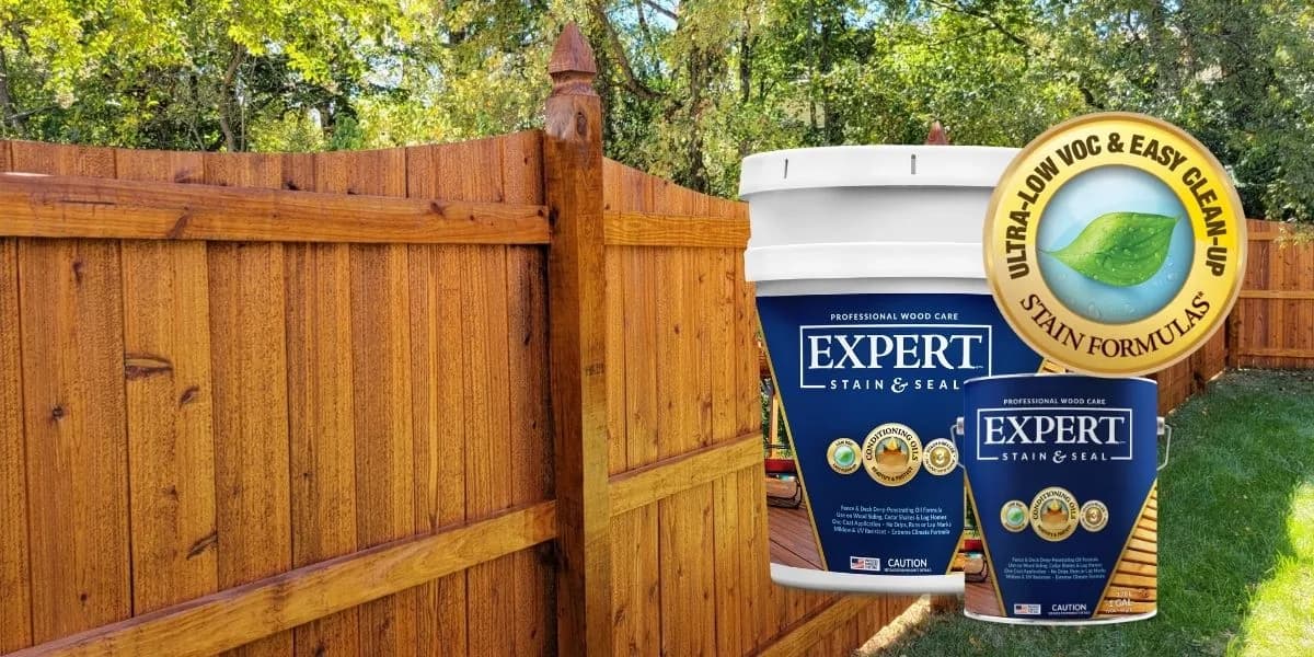 EXPERT Stain & Seal in front of a stained fence