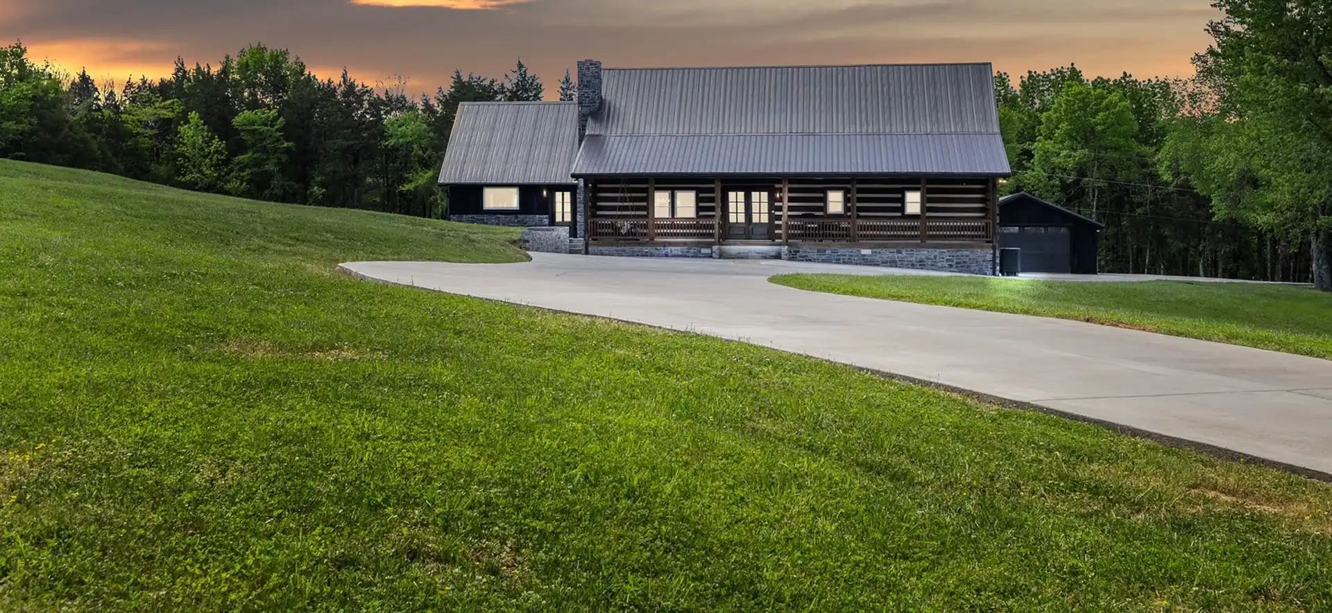 Restorative Industries building at sunset
