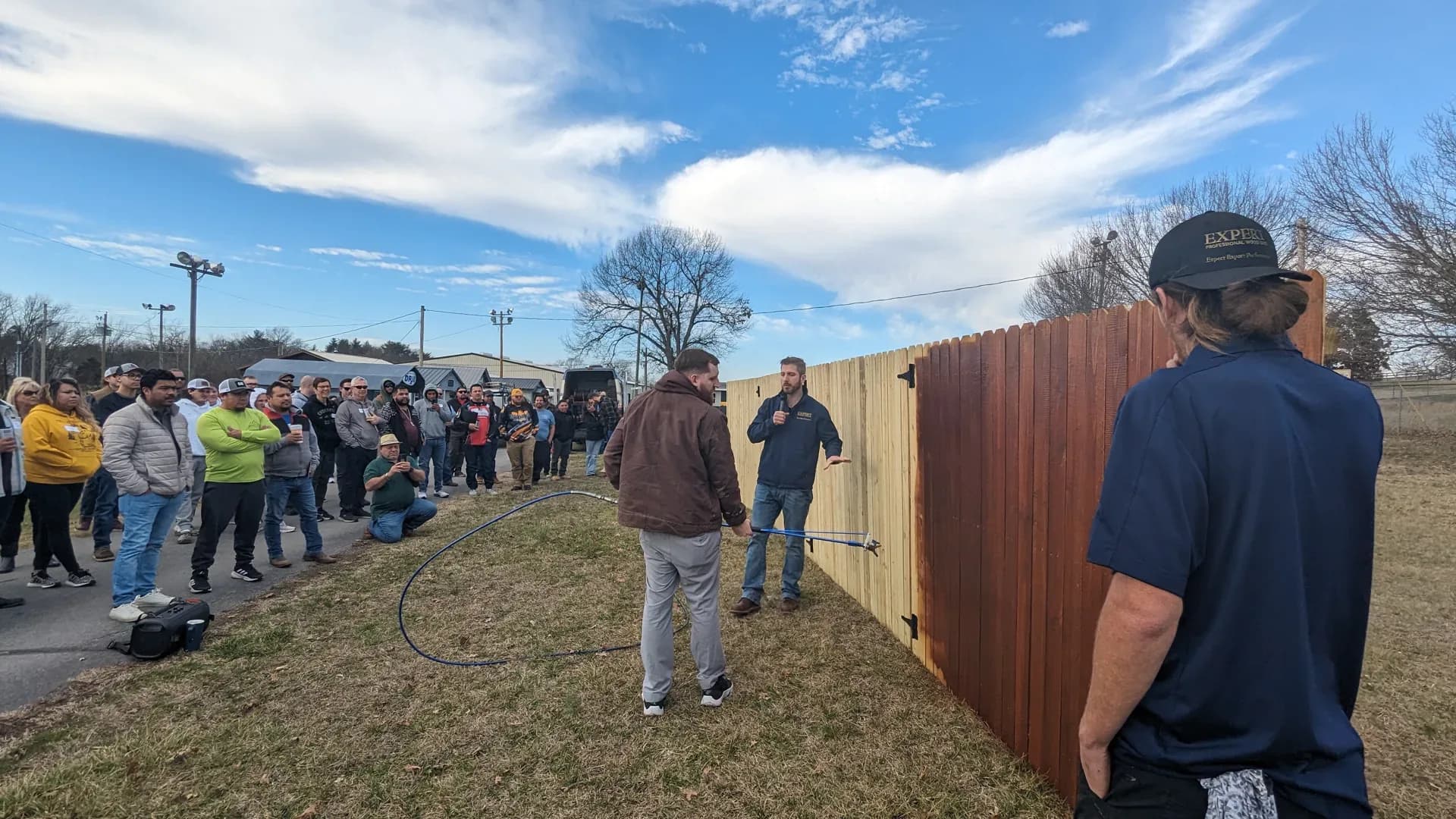 Live fence staining demonstration at Staining University